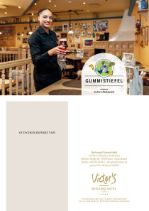 Willkommen in unserem Restaurant Gummistiefel. Eine lächelnde Mitarbeiterin serviert frisches Pils.